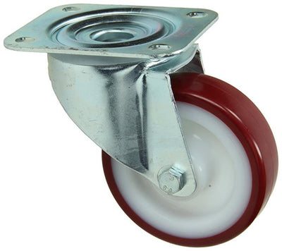 Mack by Tente 1058935 - roue pivotante, jante en nylon à bande de roulement PU pulvérisée avec plaque 100 mm | 4 pièces