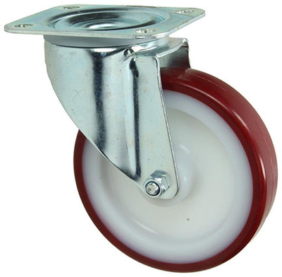 Mack by Tente 1058934 - roue pivotante, jante en nylon à bande de roulement PU pulvérisée avec plaque 125 mm | 4 pièces