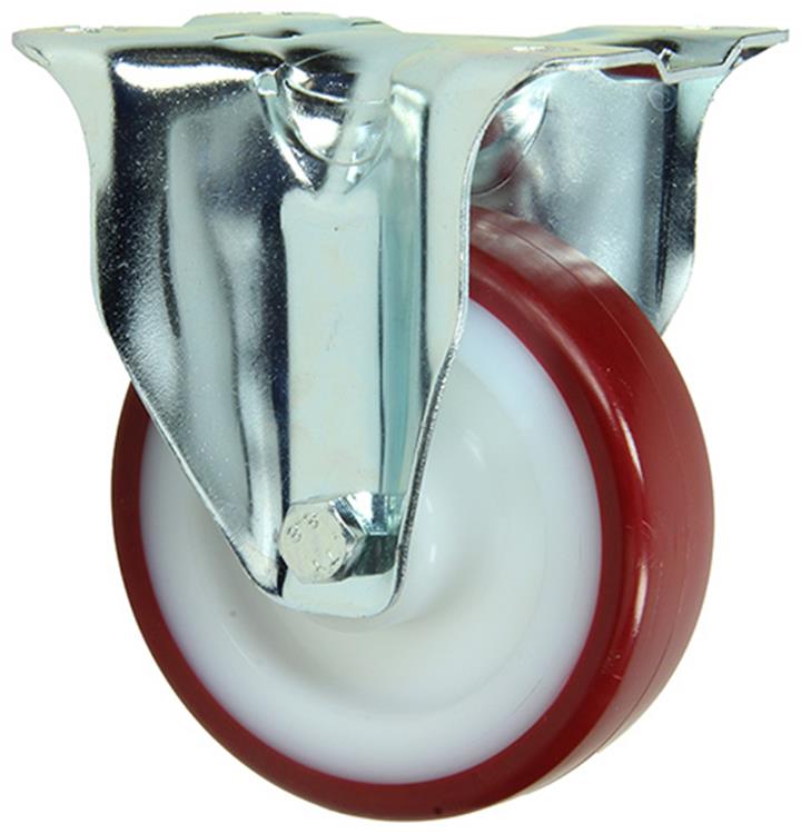 Mack by Tente 1058927 - roue fixe, jante en nylon à bande de roulement PU pulvérisée avec plaque 100 mm | 4 pièces
