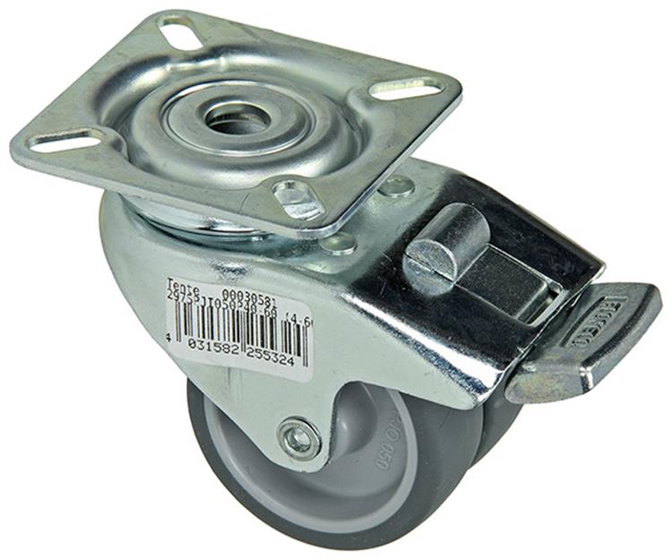 Mack by tente 1014735 - double roue pivotante 50mm sur plateau avec frein | 8 pièces