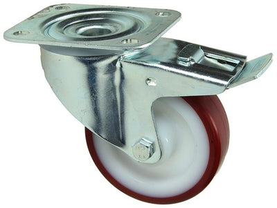 Mack by Tente 1058933 - roue pivotante, bande de roulement PU pulvérisée, jante en nylon pl et frein 100 mm | 4 pièces