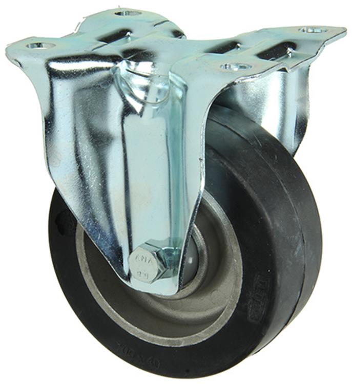 Mack by Tente 1058930 - roue fixe avec jante en caoutchouc noir, plateau 100 mm | 4 pièces