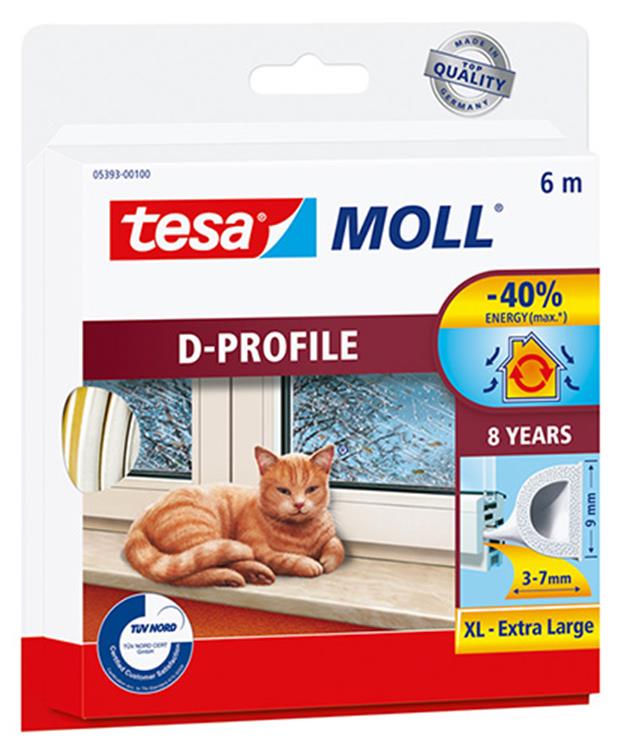 Tesa Tour Strap D Profil 6m x 3-7 mm blanc
