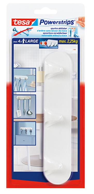 Tesa 1002613 - Support à crochets multiprises blanc | 6 pièces