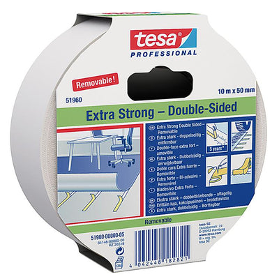 Tesa professional 1060248 - ruban adhésif pour tapis amovible double face 25m-50mm | 2 pièces