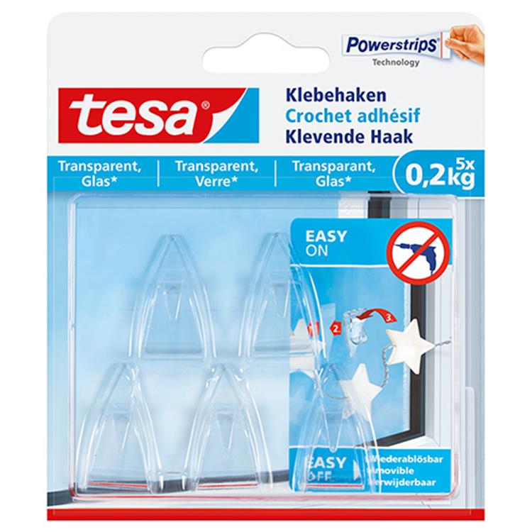 Tesa 1051177 - crochet déco transp. - 200g | 10 pièces