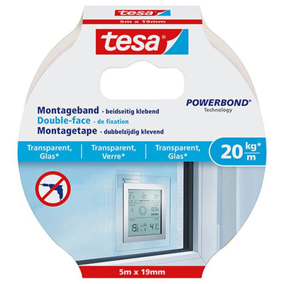 Tesa 1051180 - ruban de montage powerbond® transparent 5m:19mm | 5 pièces