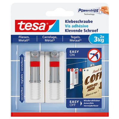 Tesa 1051194 - ajuster. adhésif vis carrelage métal 3kg | 6 pièces