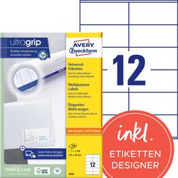 Etiquettes universelles avery zweckform 3424 105x48mm