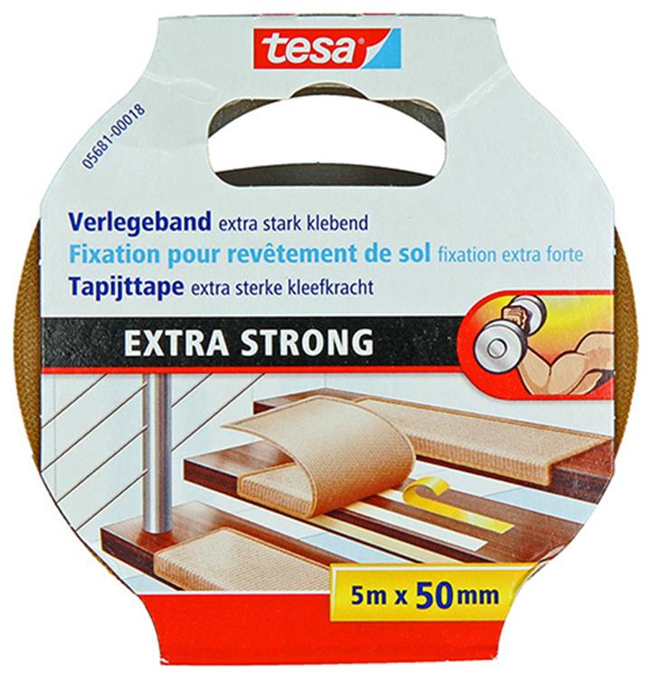 Tesa 1054487 - ruban pour tapis extra fort 5m x 50mm | 6 pièces