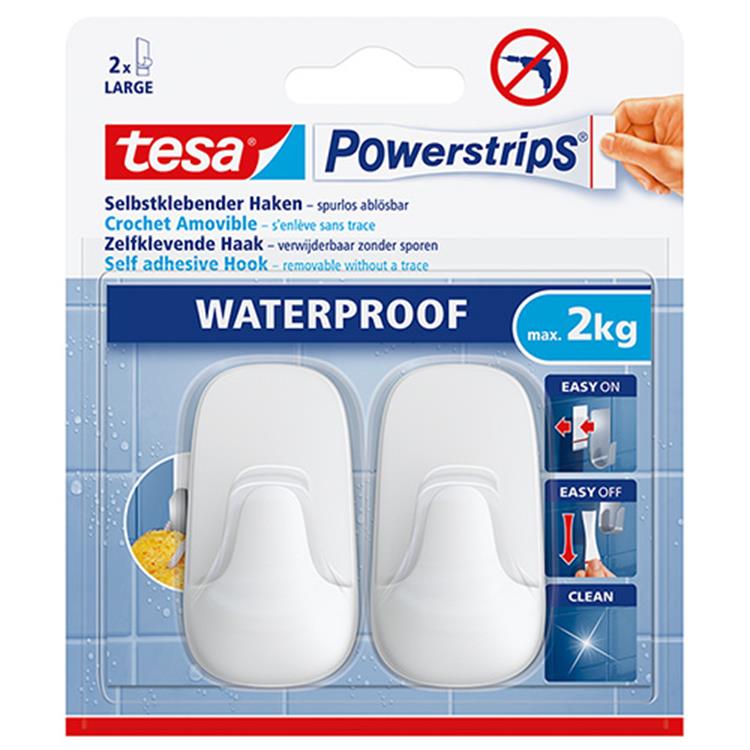 Tesa 1059023 - multiprises étanches à crochet blanc grand | 8 pièces