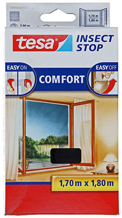 Tesa 1050476 - anti-insectes premium - moustiquaire Velcro noir 1,7x1,8m | 5 pièces
