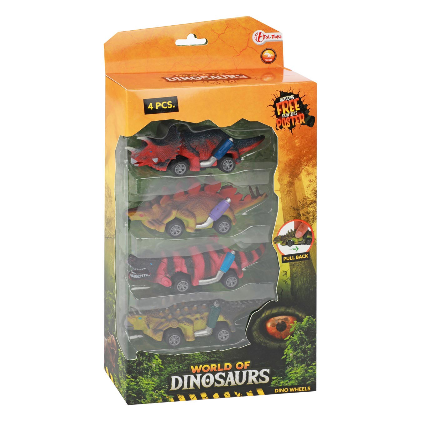 World of Dinosaurs Dino Pollback Car, 4st.