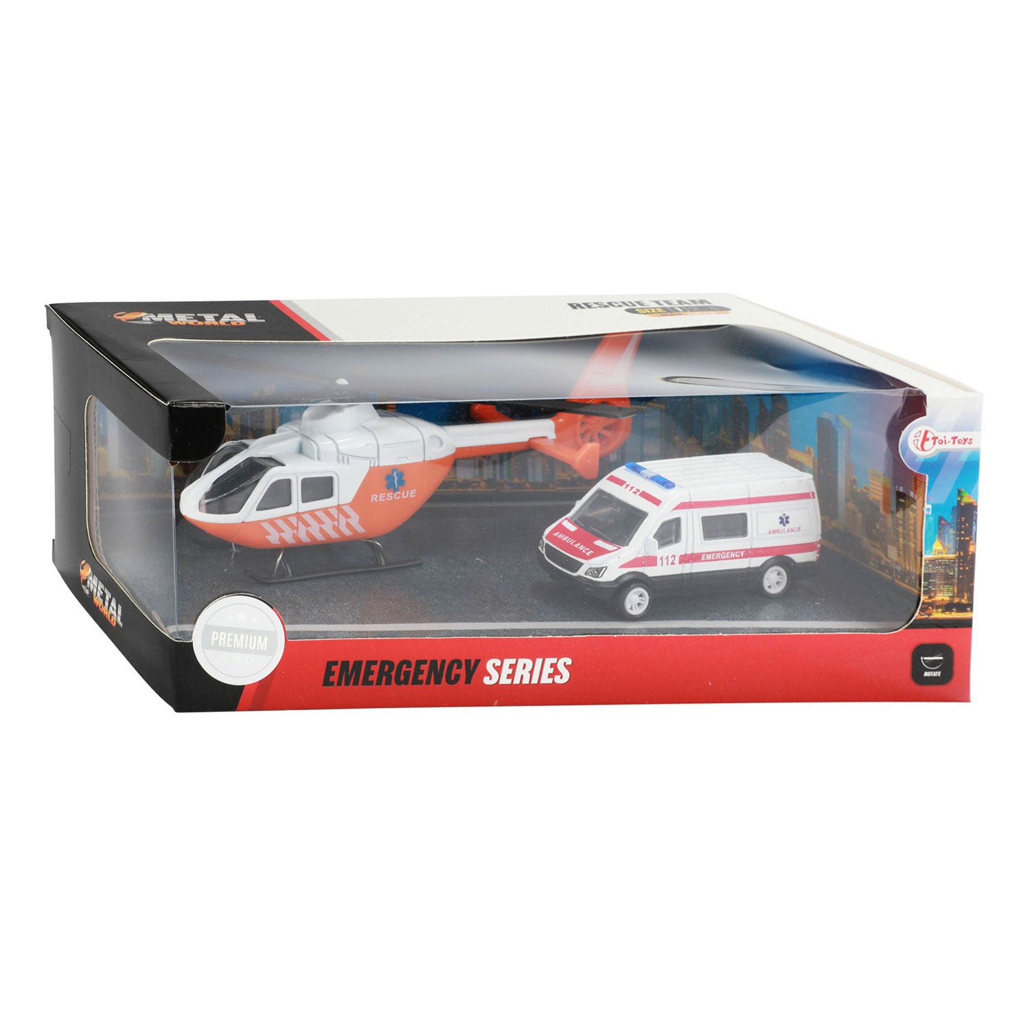 Hélicoptère de traumatisme métallique TOI-TOYS et Orange Ambulance