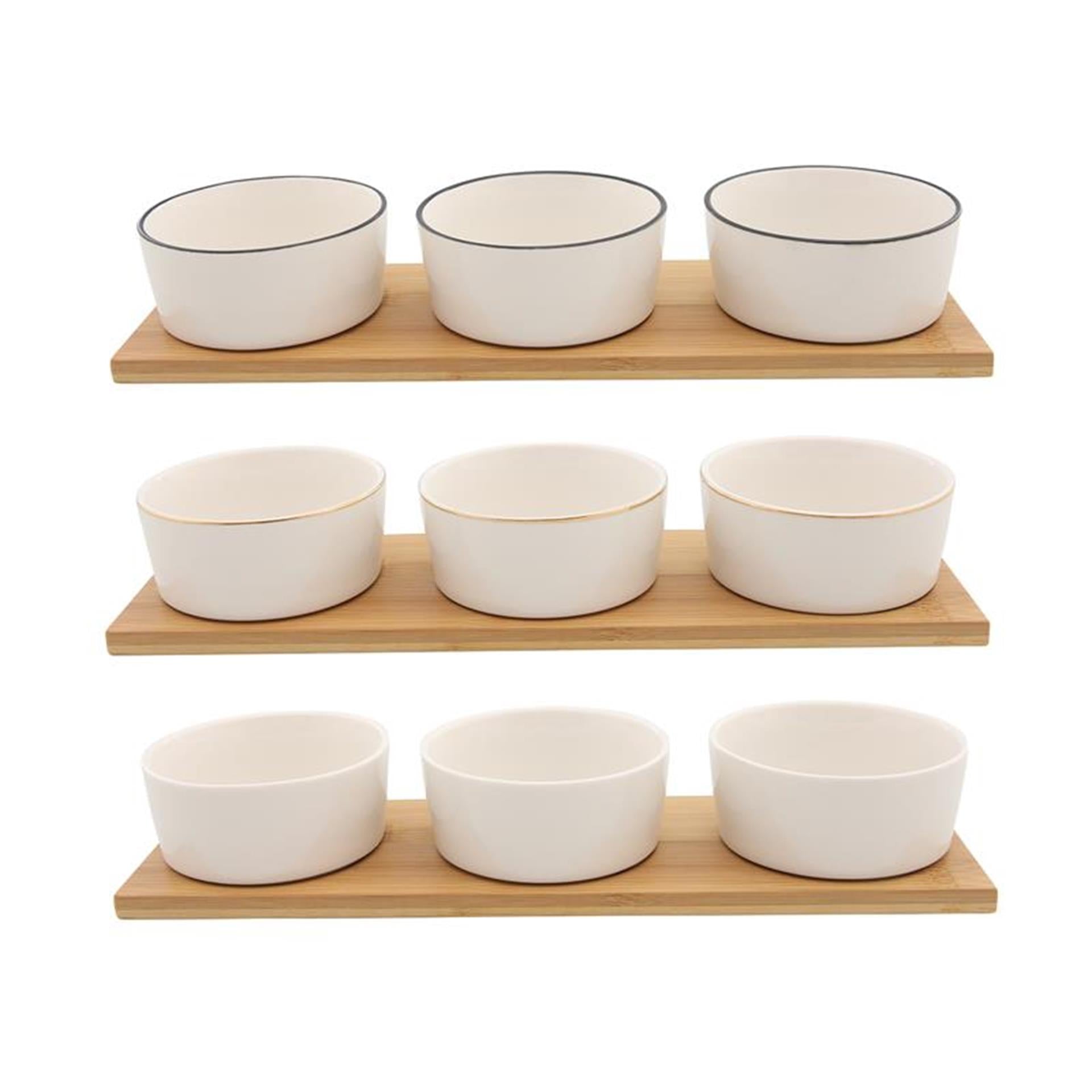 Ensemble de bols Food for Fun sur planche de bambou 9x6x33cm