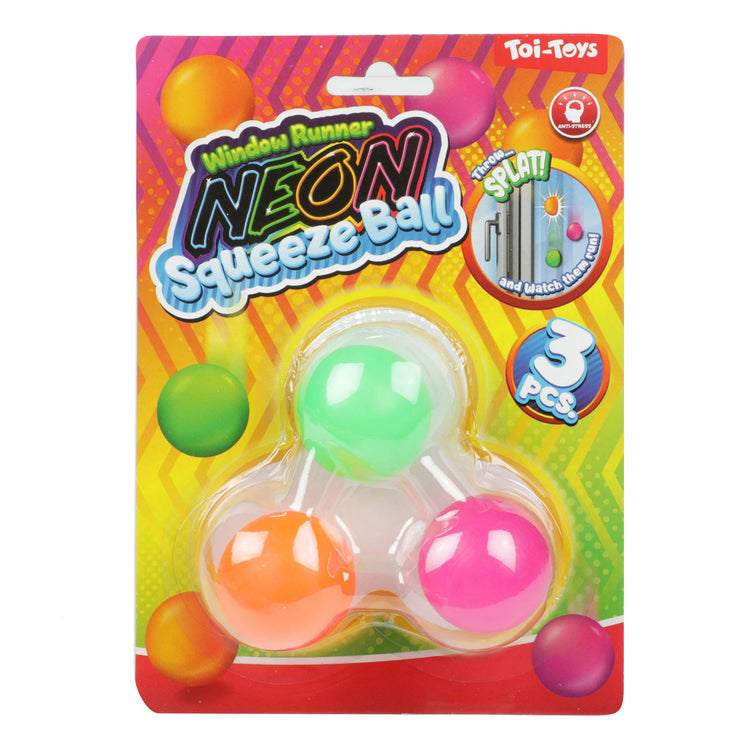 TOI-TOYS Window Crawler Squeeze Balls Neon, 3e.