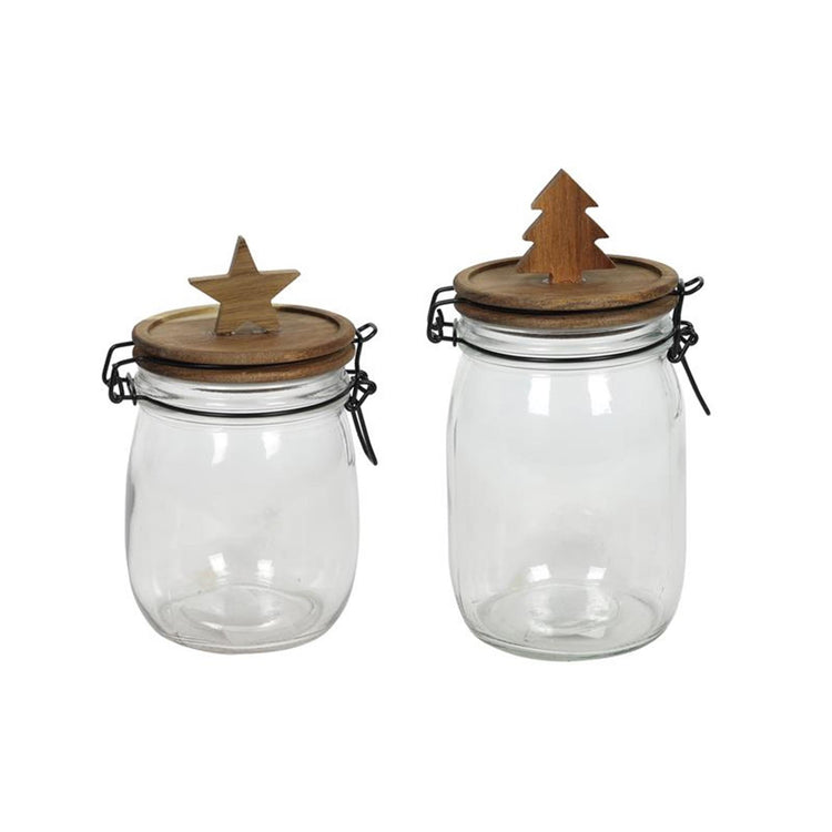 Svenska living pot de rangement acacia étoile ø10,5xh21cm