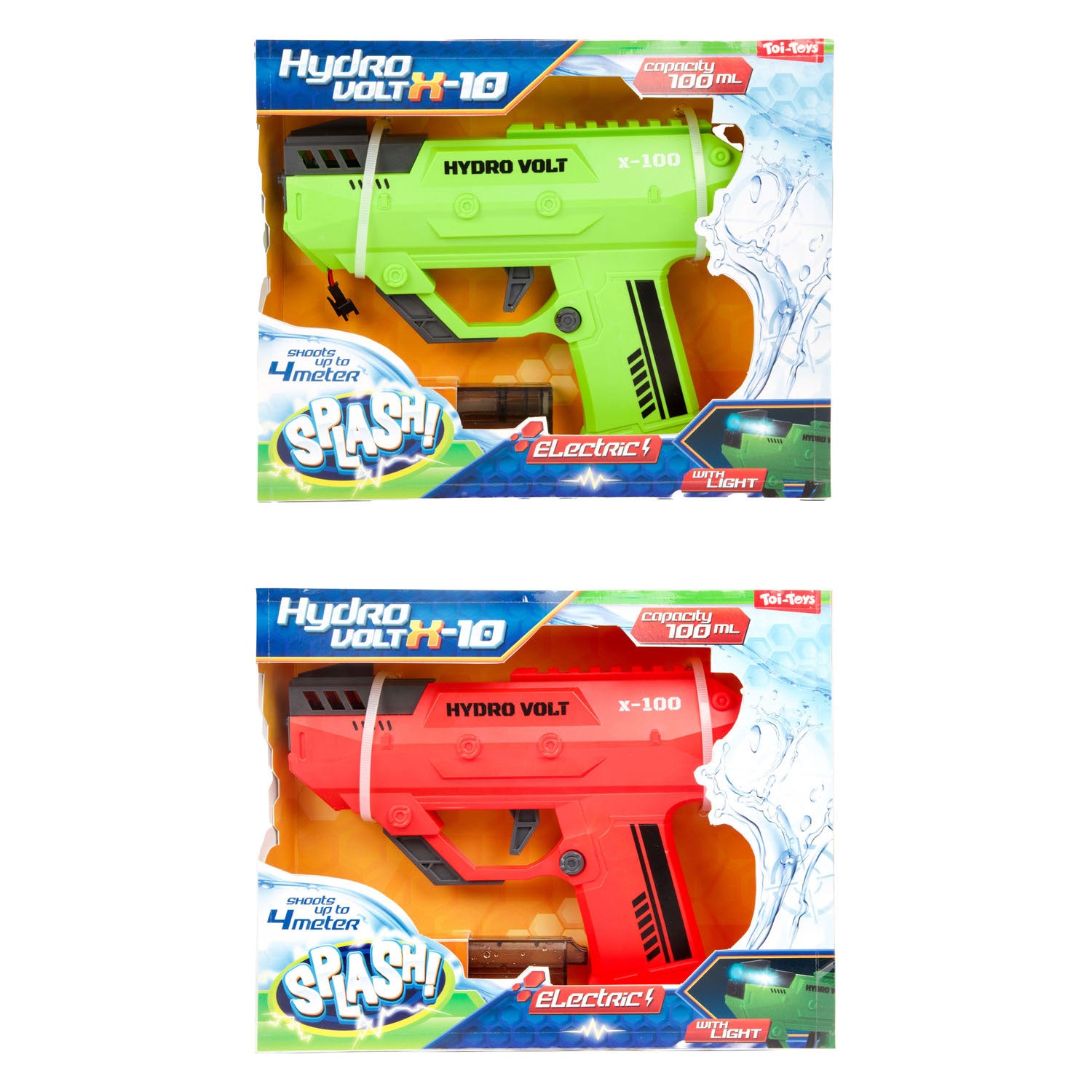 Vague de pistolet à eau électrique aux éclaboussures avec rouge vert clair