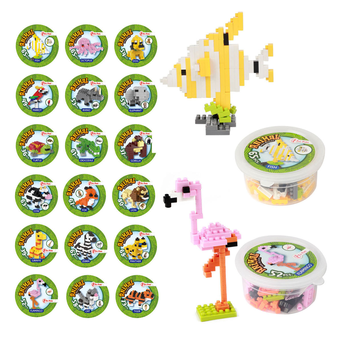 Toi-toys blocs de construction mini animaux dans un bocal