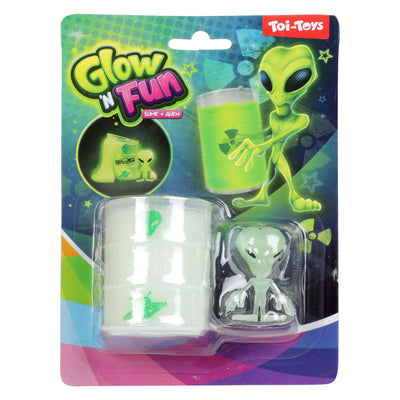 Toi-toys glow n fun baril de pétrole avec lueur dans trop sombre slime alien