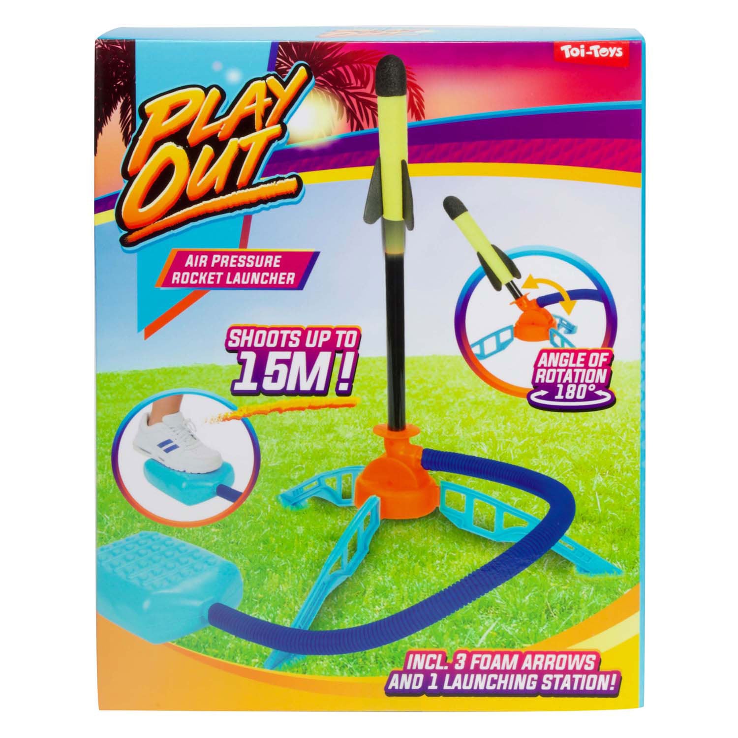 TOI-TOYS joue la base de lancement de roquettes à pression d'air avec 3 fusées