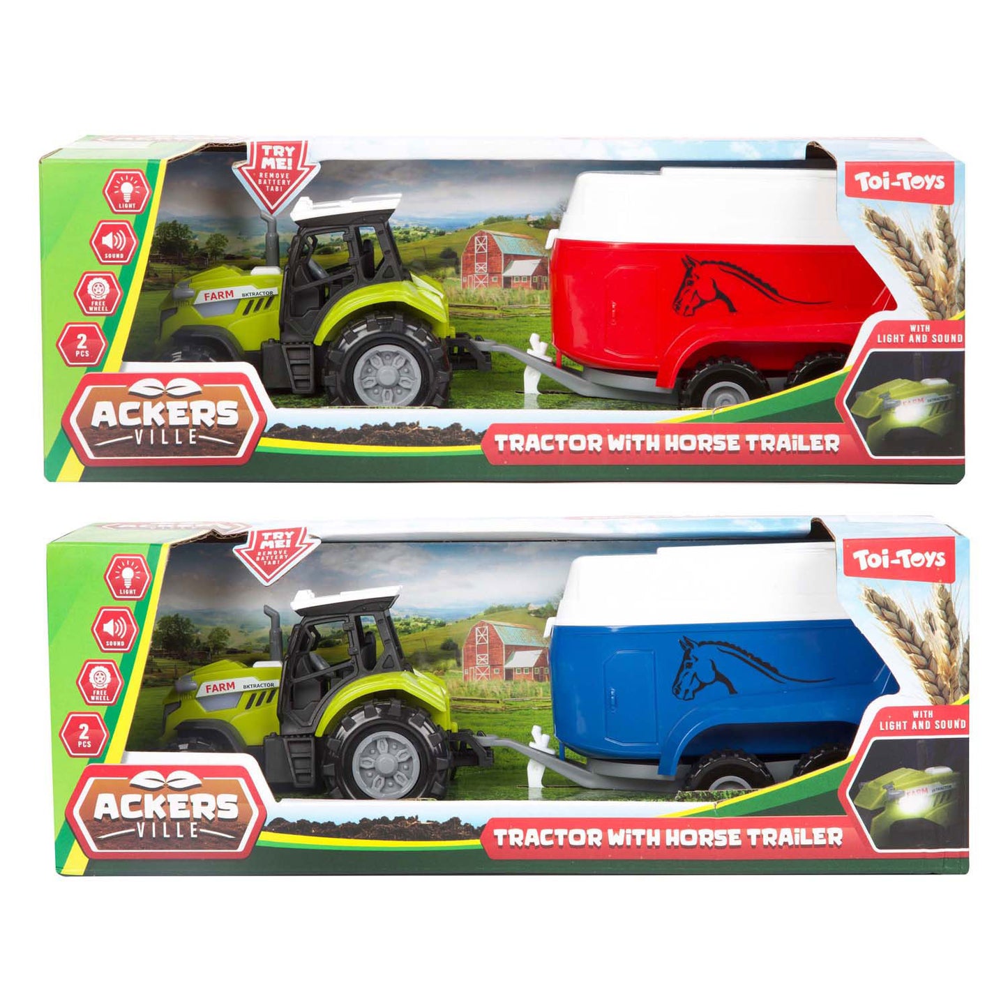TOI-TOYS ACKERS VILLE TRACTEUR ET REMARRE avec lumière et son, 10 cm