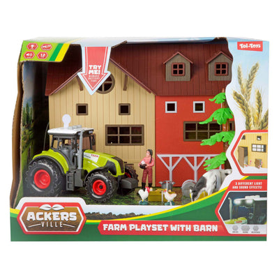 TOI-TOYS ACKERS VILLE FERME AVEC LEUR TRACTOR LEUR ET LE SON PLAY SET, 12DLG.
