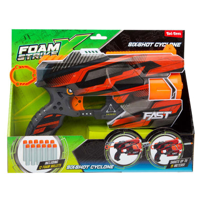 Toi-toys pistolet de tir Strikex en mousse cyclone à six coups avec 12 flèches en mousse