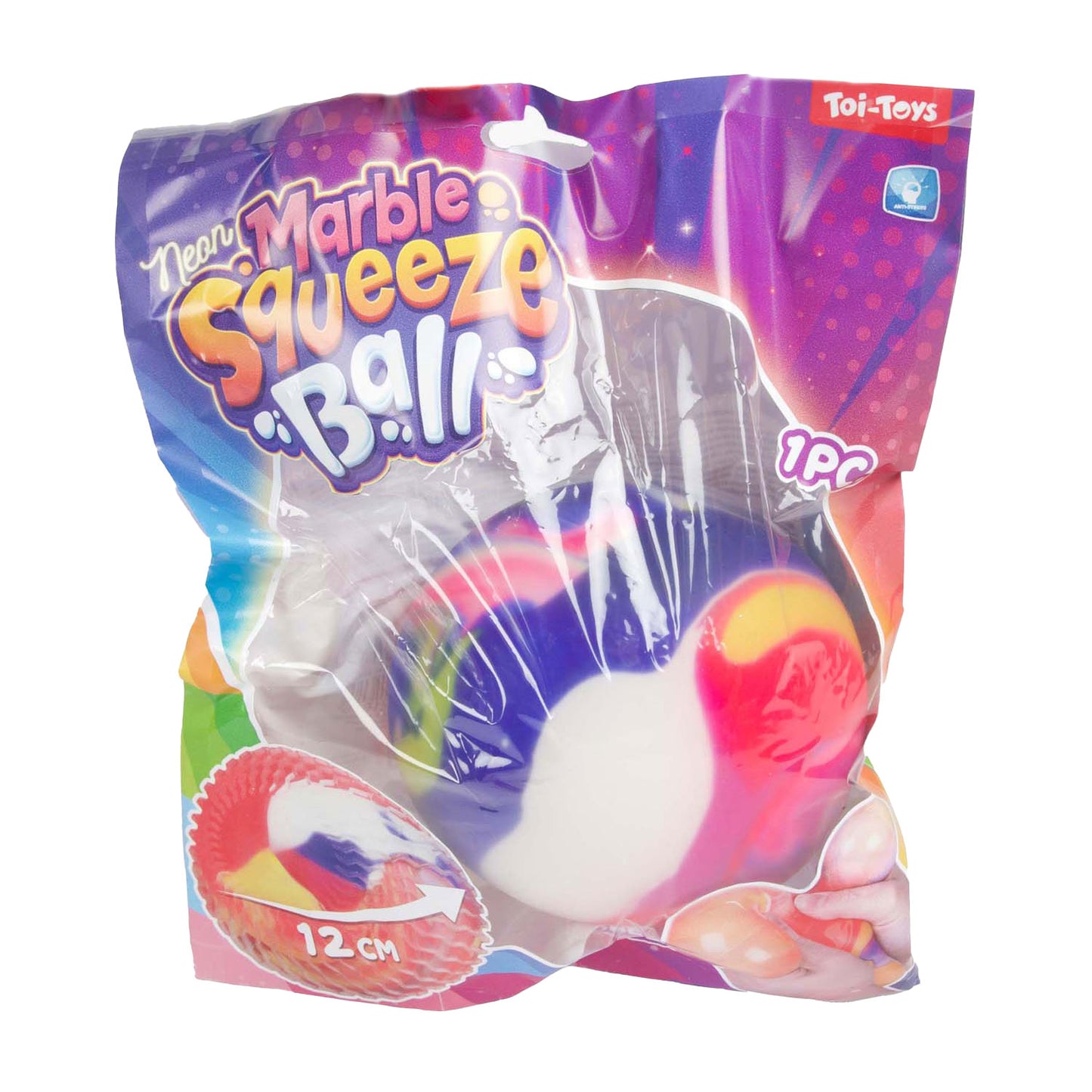 TOI-TOYS FUN SOUPE BALL NÉON Marble avec mousse, 12 cm