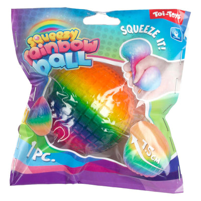 TOI-TOYS FUN Textuurknijmbal Regenboog Ribbels mousse, 7cm