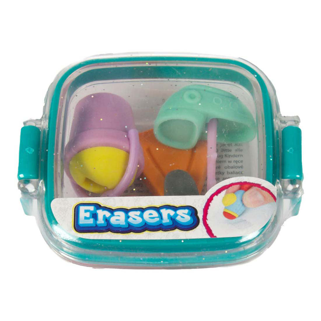 Mini set de gommes Toi-toys dans une boîte à paillettes - ménage. 5 pièces.
