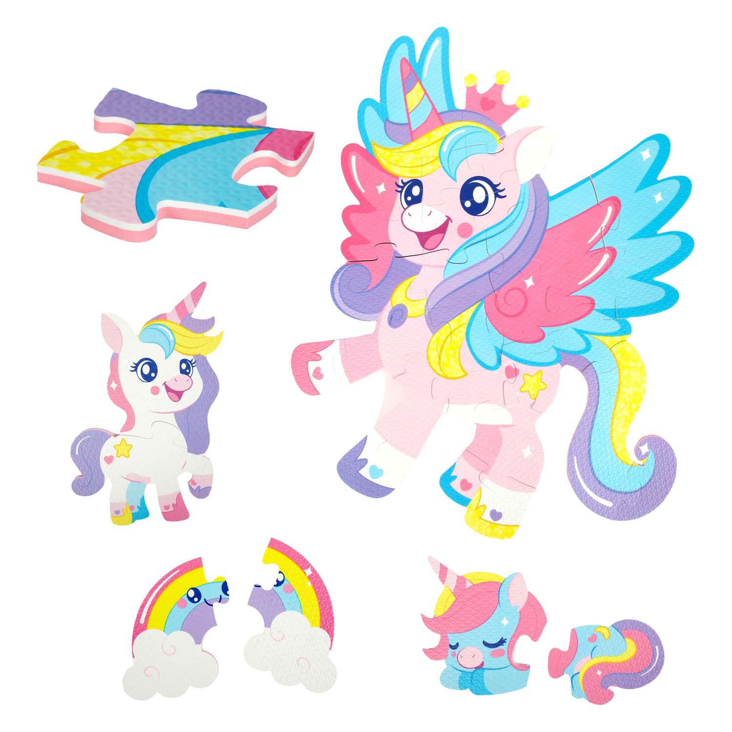 Toi-toys petites étoiles mousse de plancher puzzle Unicorn, 36e.