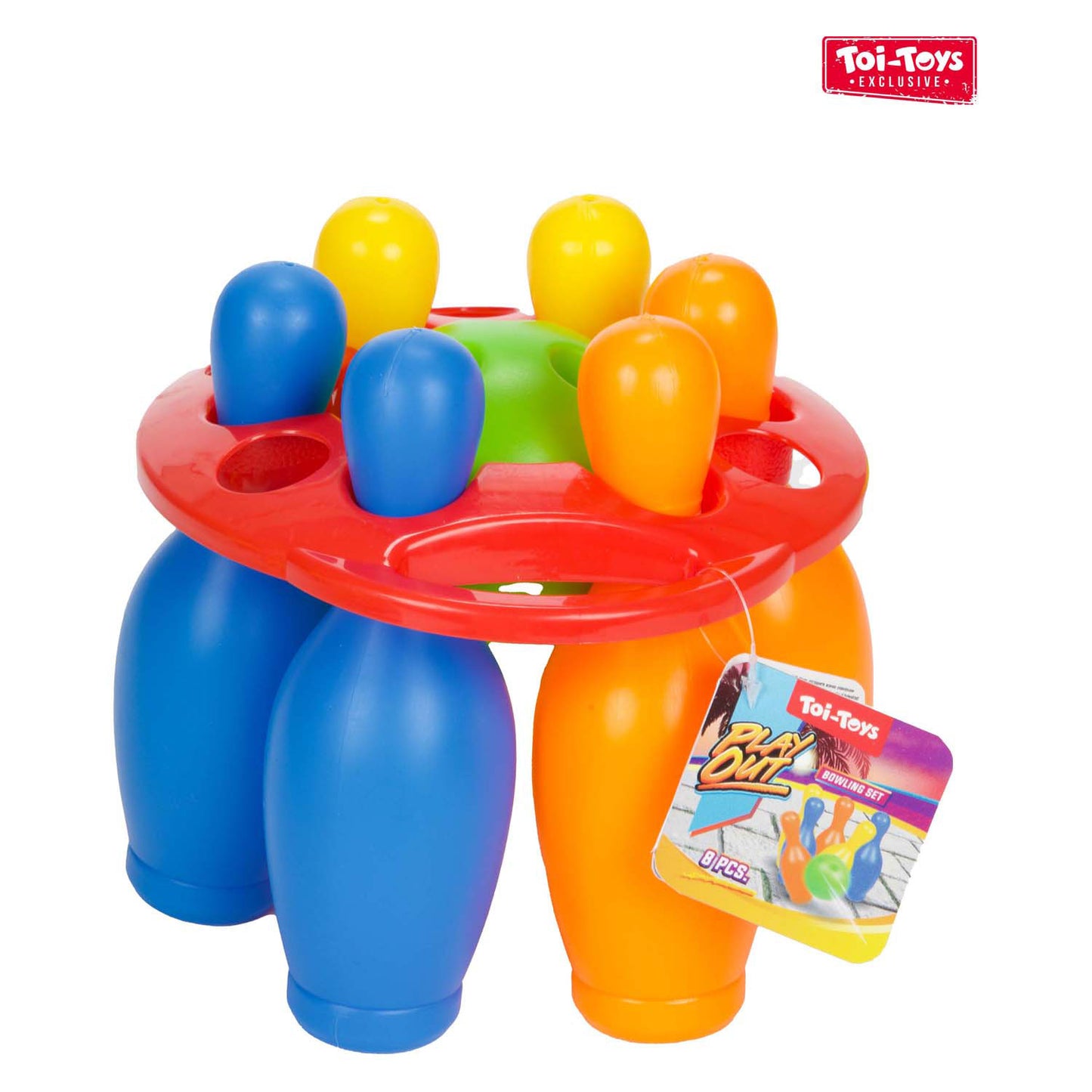 Jeu de quilles Toi-toys coloré, 7 pièces.