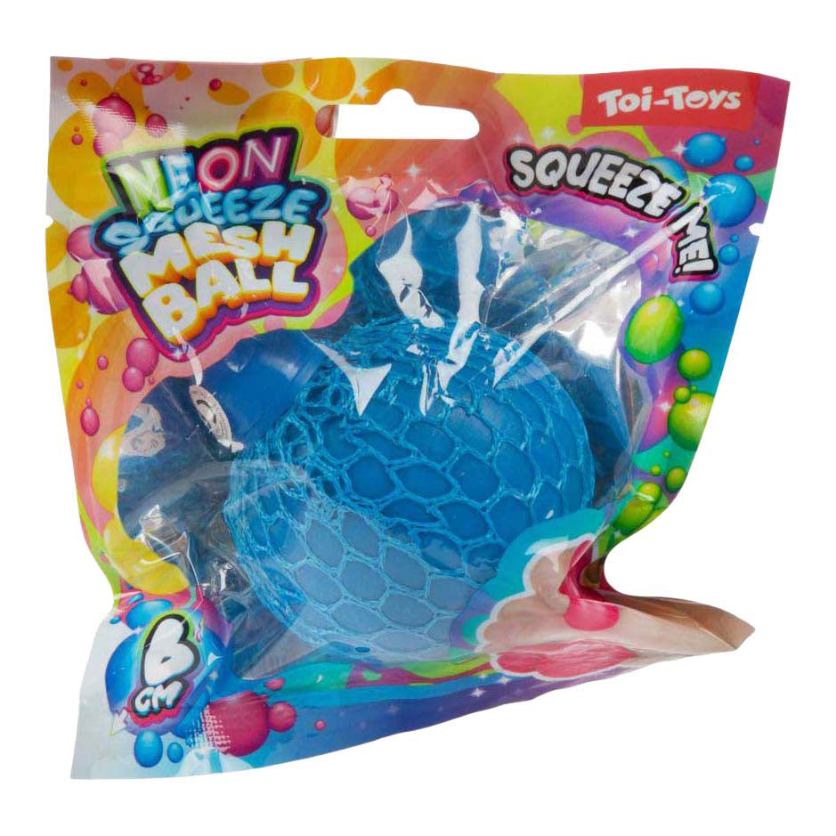 Toi-toys boule à presser amusante en maille néon, 6 cm