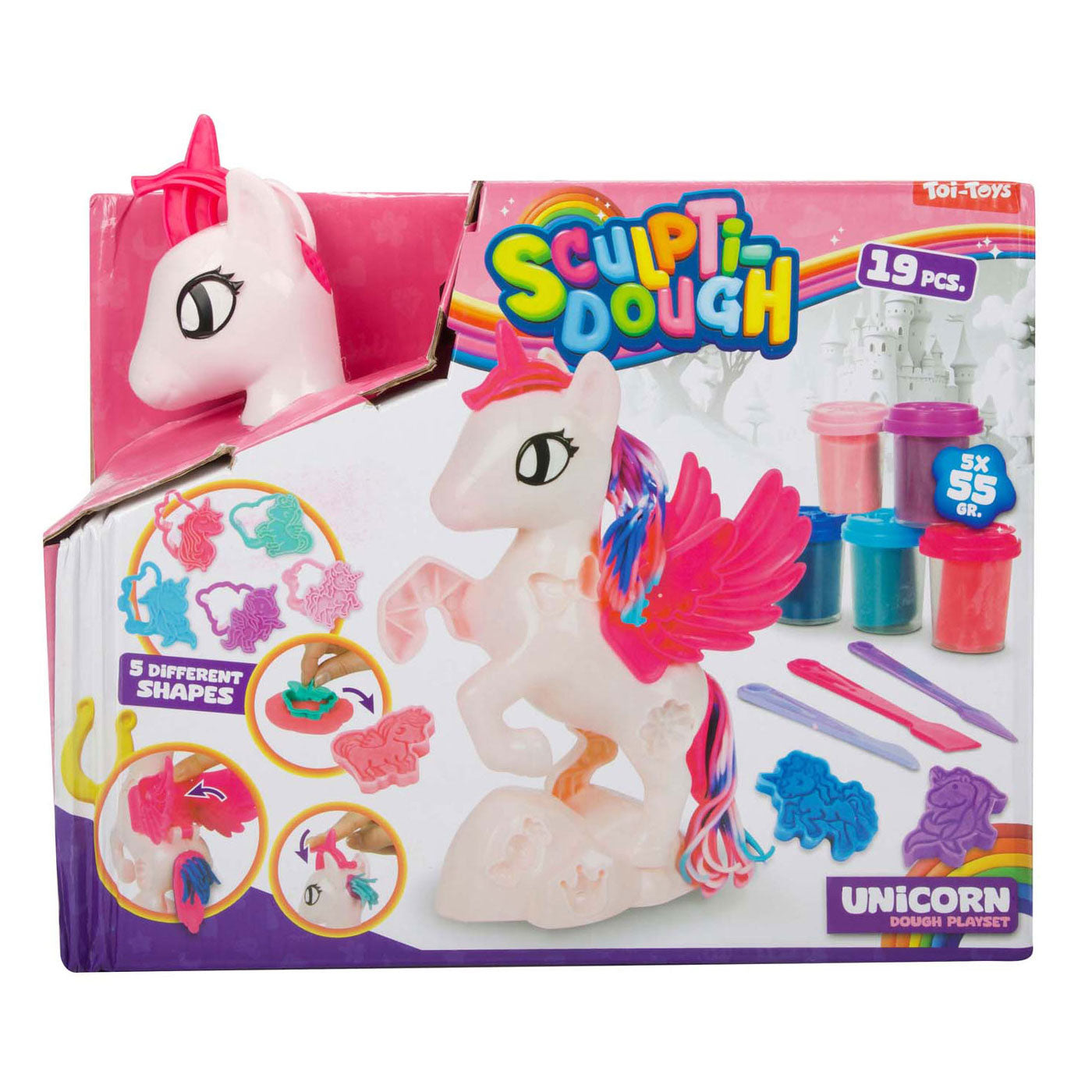 Toi-toys ensemble d'argile à sculpter licorne, 5 pièces.