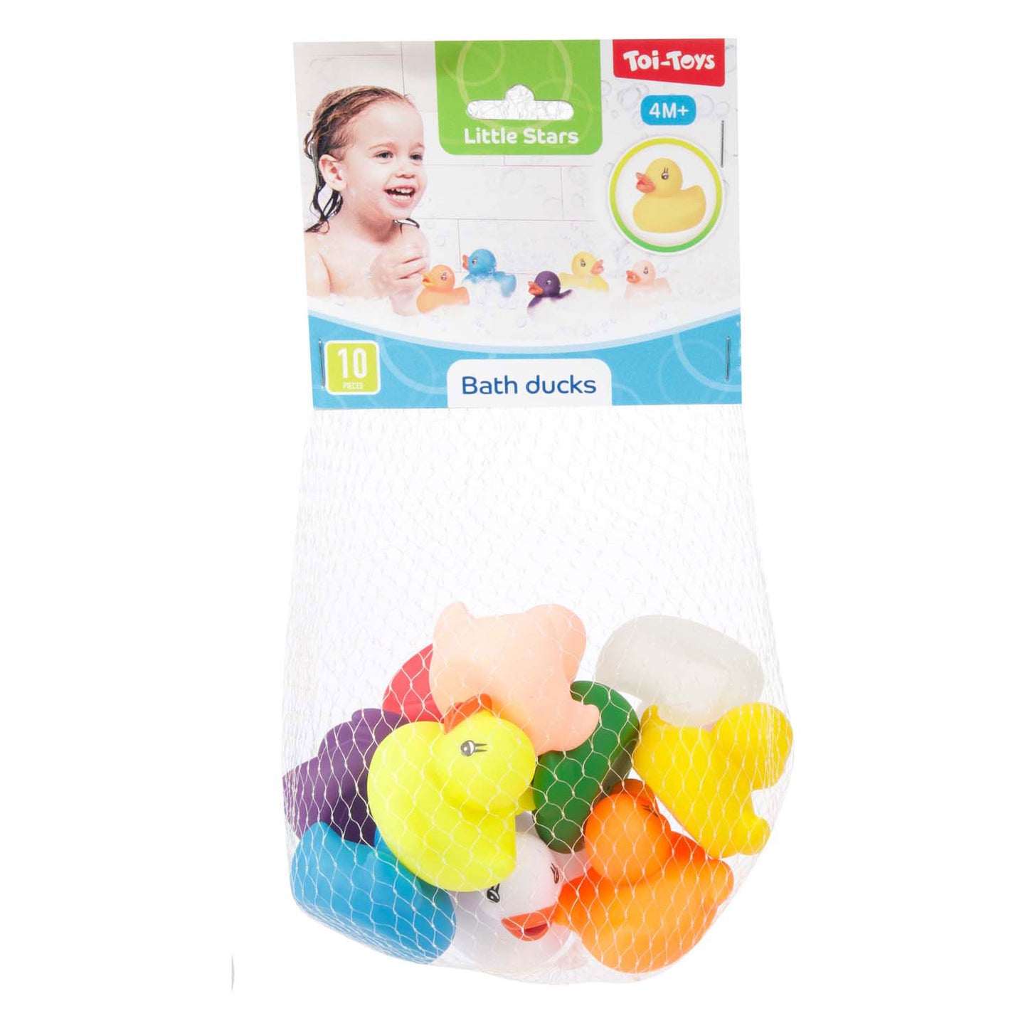 Toi-toys canard en caoutchouc couleurs cool filet a 10 pcs