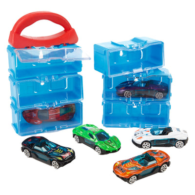Toi-toys mallette de rangement turbo racers comprenant 8 voitures en métal - 1:45