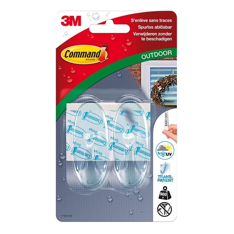 3m 1059852 - crochets cmd extérieur, transp, 2hk | 9 pièces