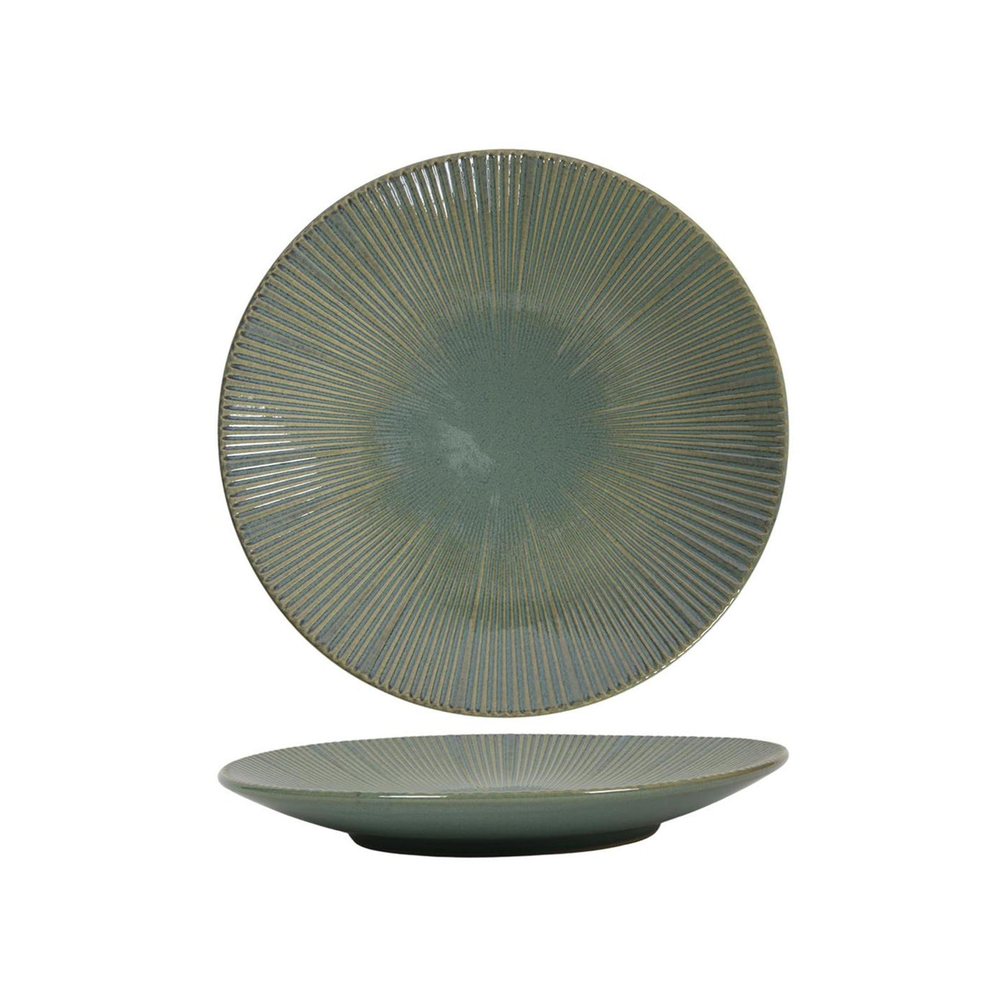 Assiette petit-déjeuner lignes océan bleu-vert ø21cm