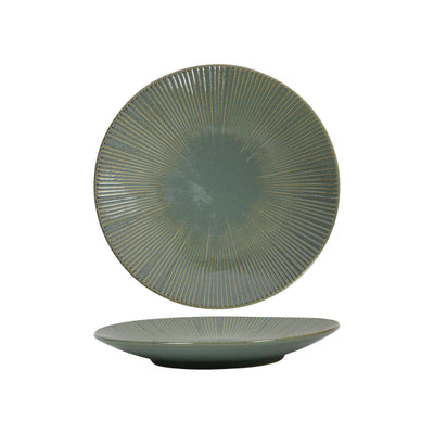 Assiette petit-déjeuner lignes océan bleu-vert ø21cm