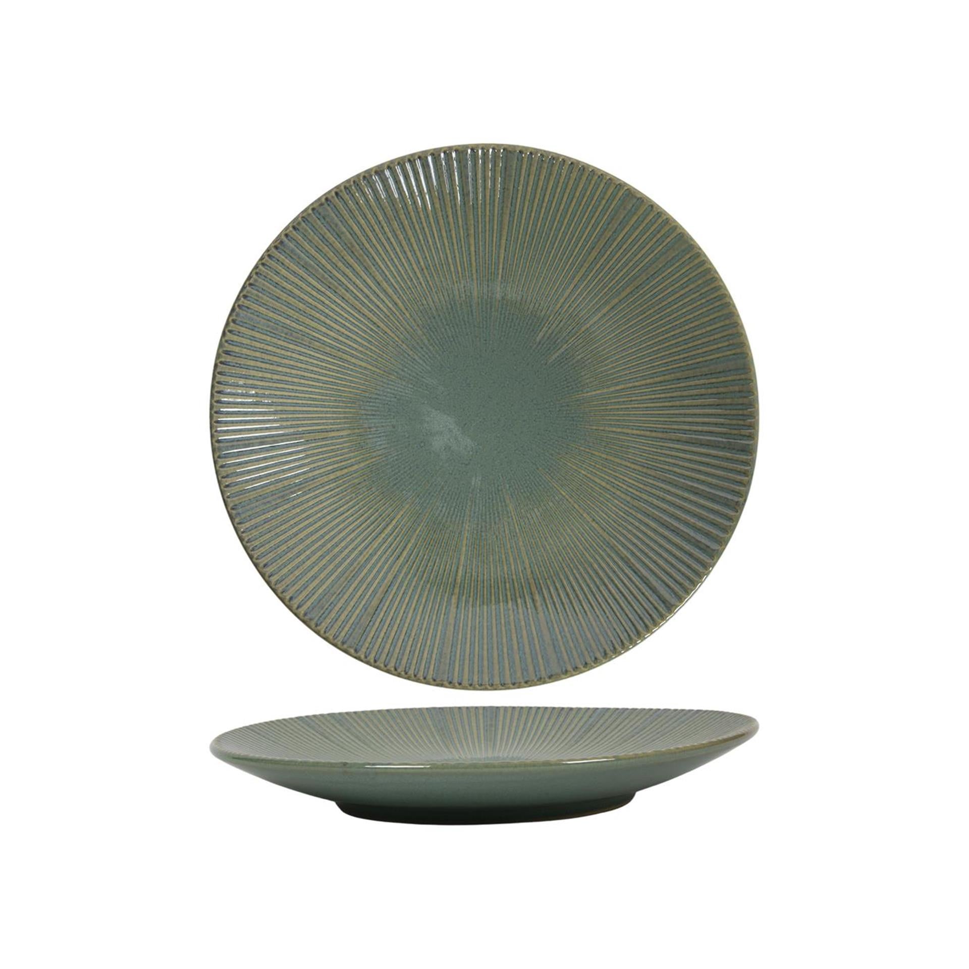 Assiette plate lignes bleu océan vert ø28cm