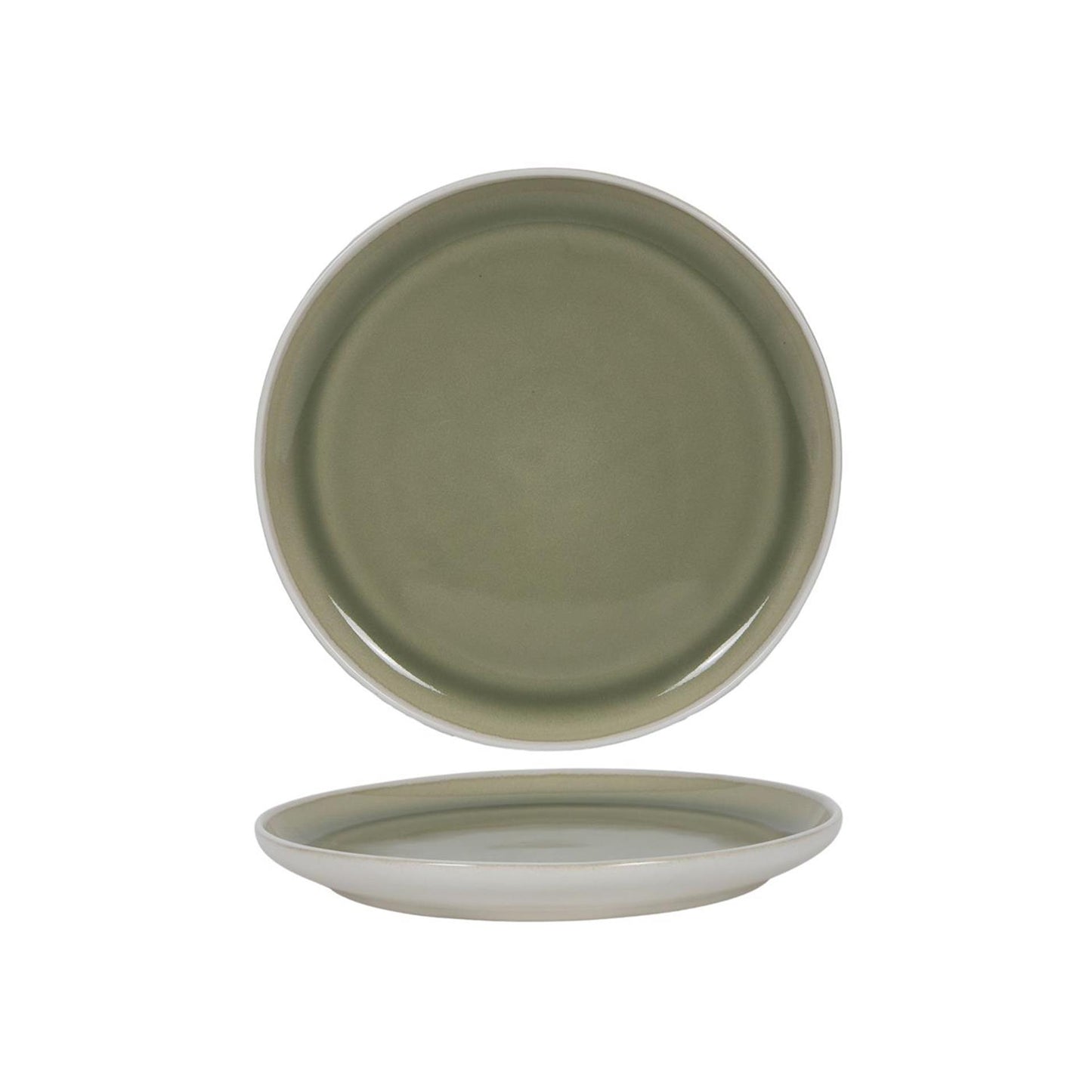 Assiette petit-déjeuner blanc mat vert ø21,4cm 6 pièces