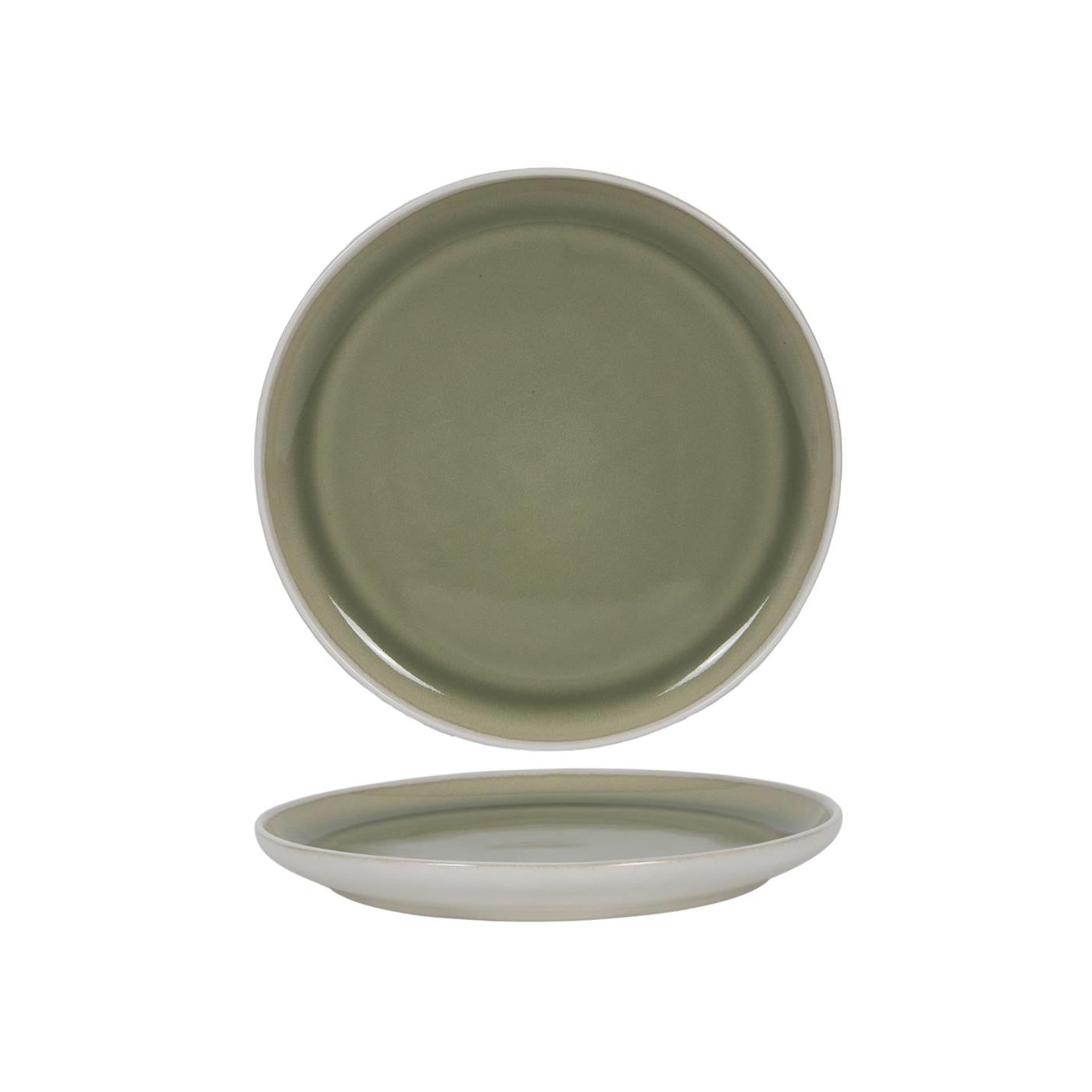 Assiette petit-déjeuner blanc mat vert ø21,4cm 6 pièces