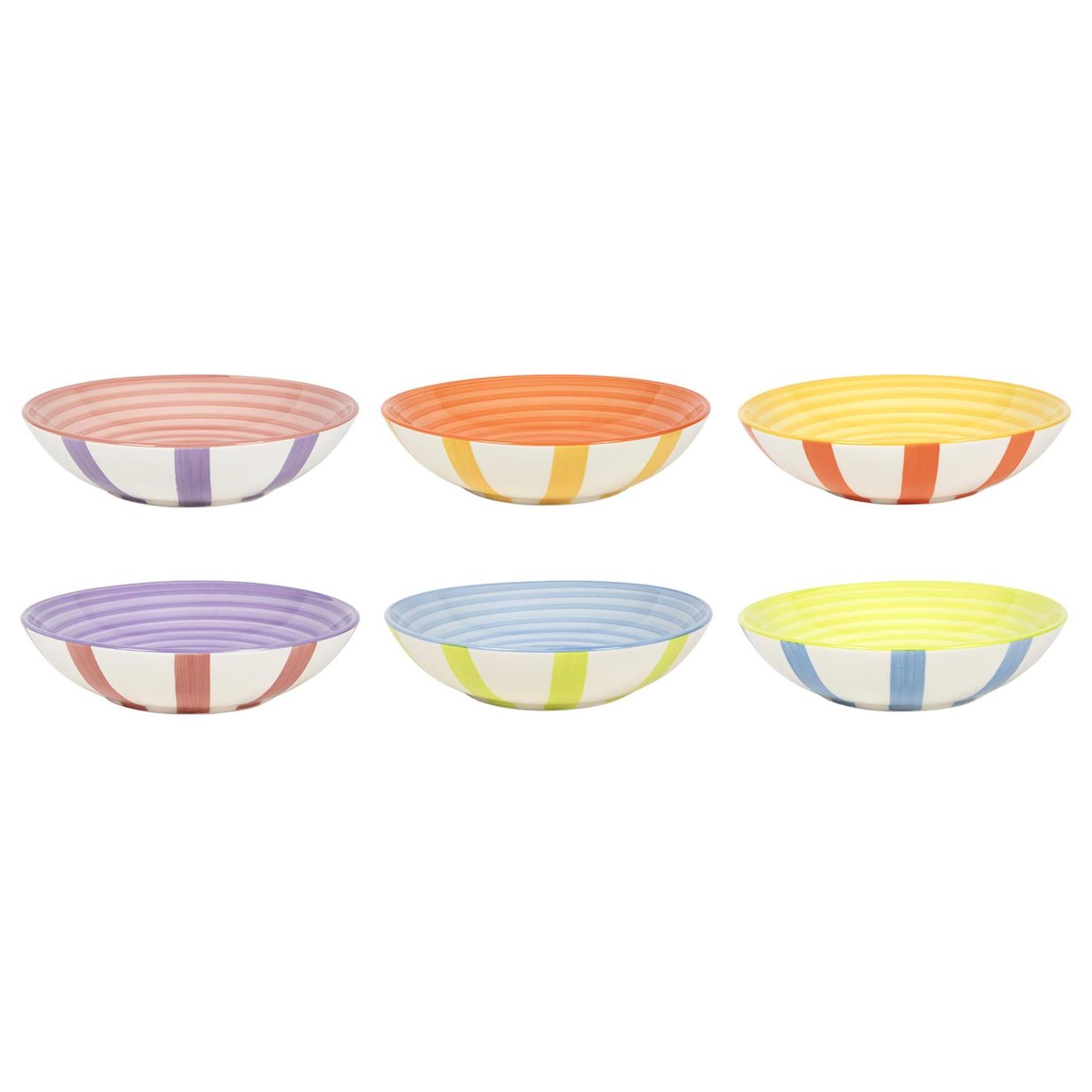 Assiette creuse rayures d'été ø19cm 6 pièces