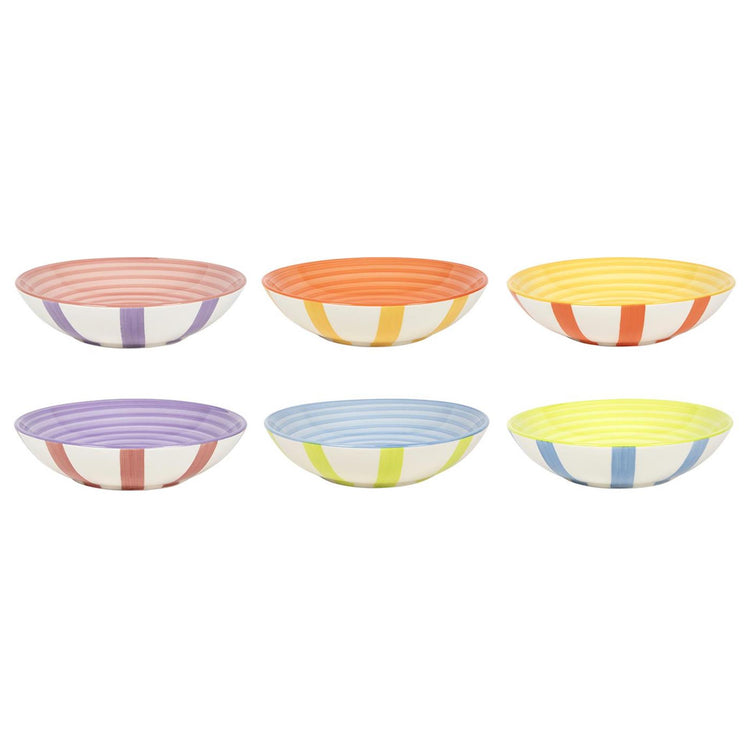 Assiette creuse rayures d'été ø19cm 6 pièces
