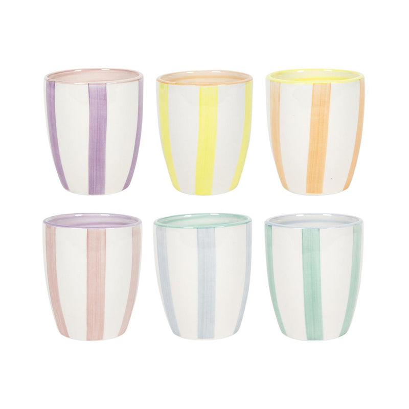 Mug à café rayures pastel boite de 6 180ml