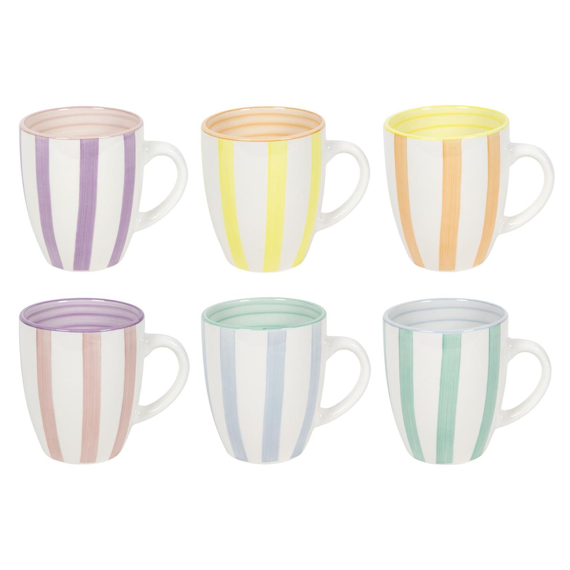 Mug à café rayures boîte de 6 pièces 340ml