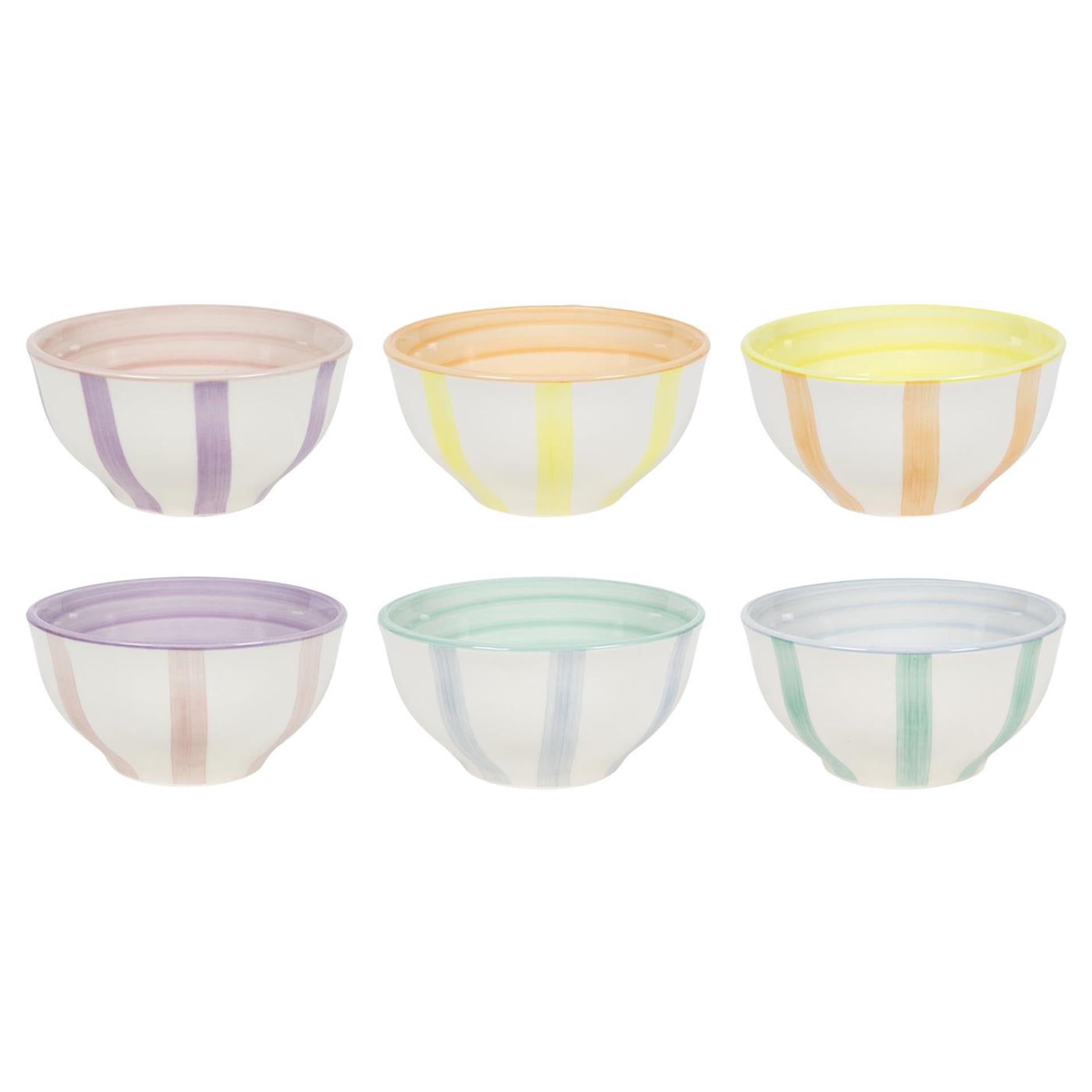 Bol rayures pastel boite a 6 ø12cm