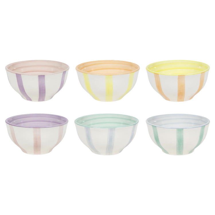 Bol rayures pastel boite a 6 ø12cm