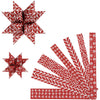 Bandes de tressage en papier Vivi Gade, l: 44+78 cm, l: 15+25 mm, d 6,5+11,5 cm, rouge, blanc, 60 bandes 1 boîte